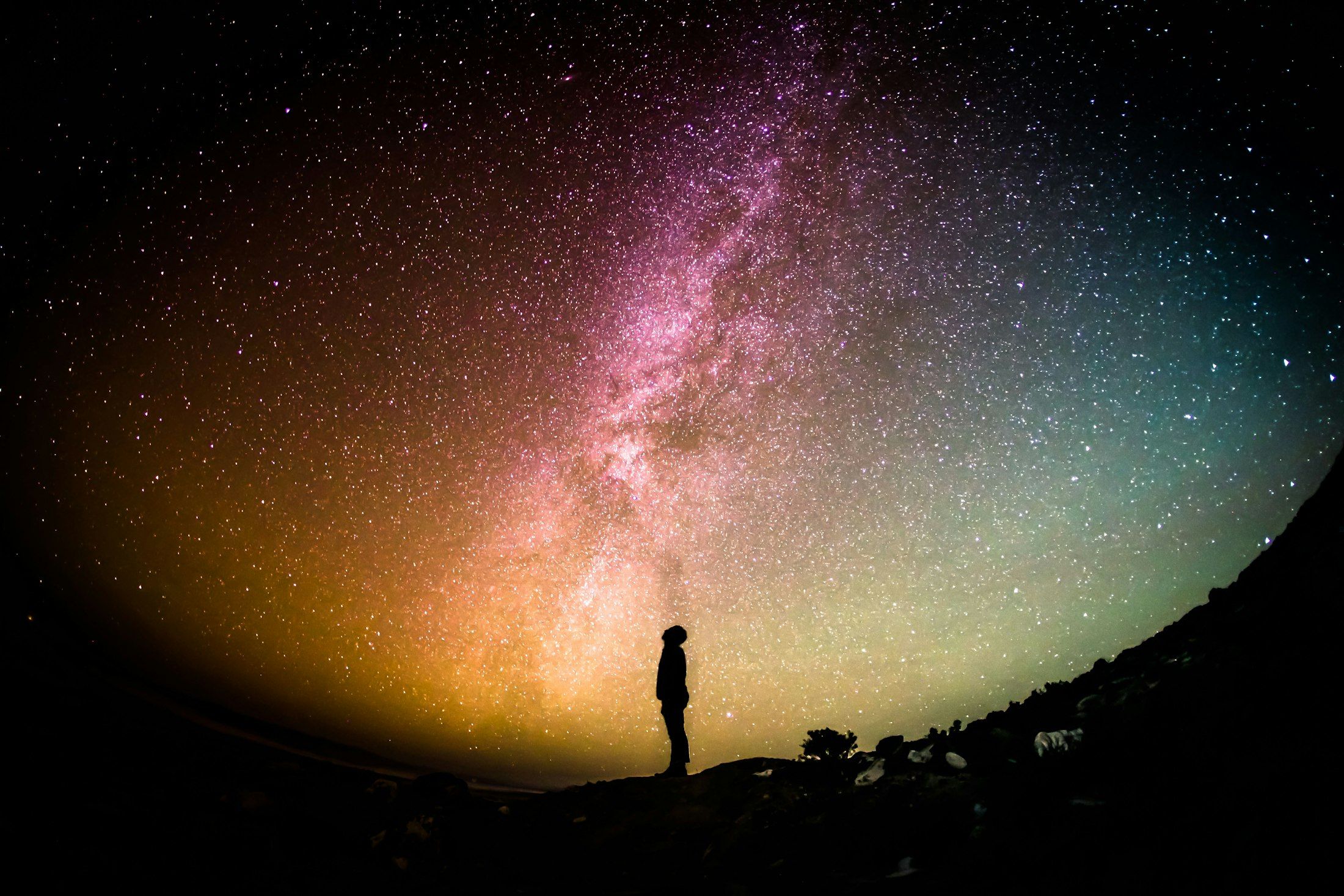 A person under the Milky Way