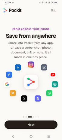 Pockit onboarding: save from anywhere